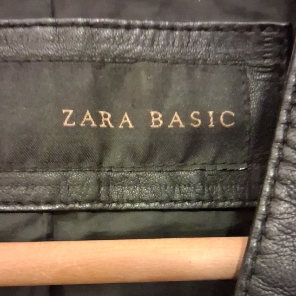 Zara Black Leather Qilted Shoulders Biker Jacket S - Picture 2 of 7